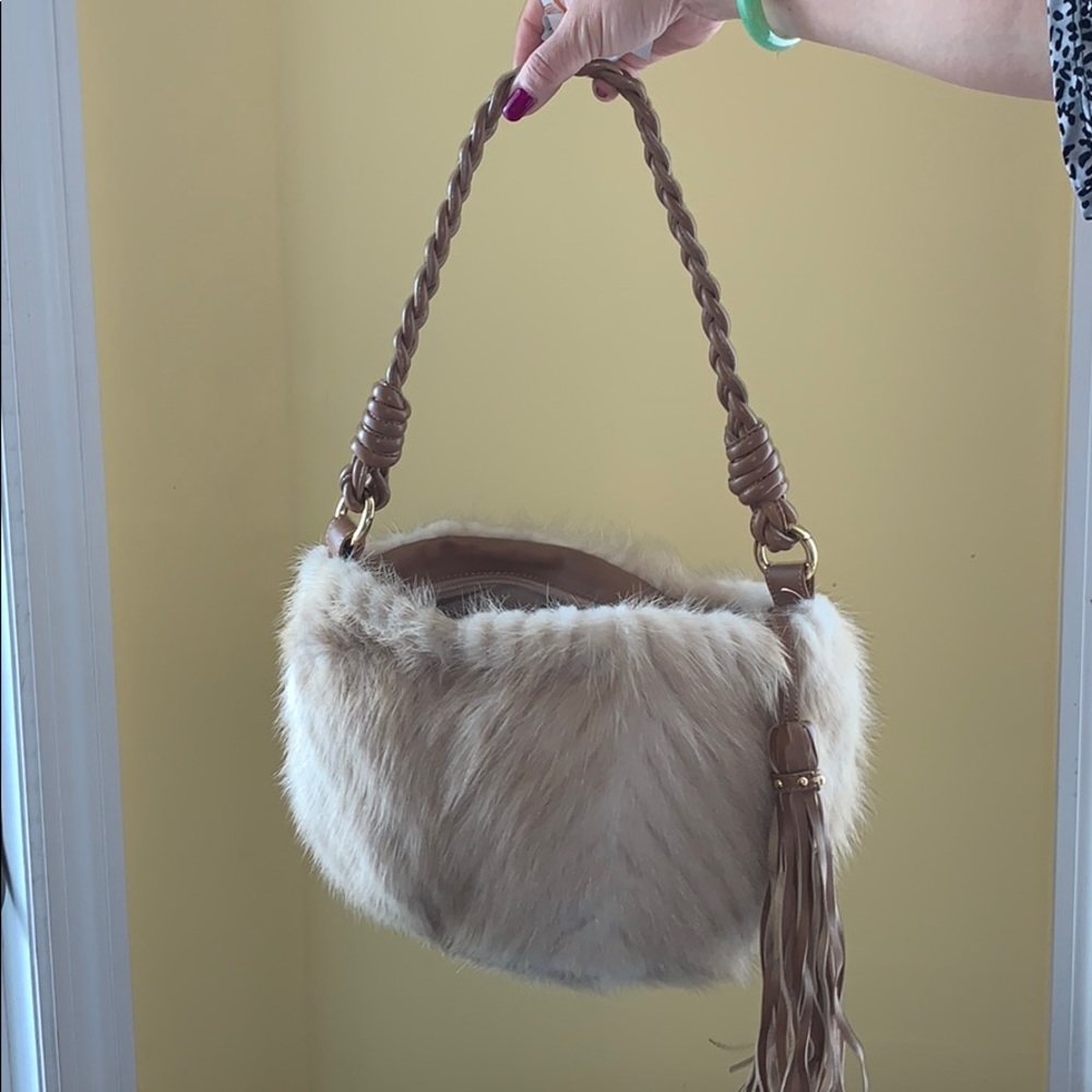 Paolo Masi Fox fur shoulder bag, half circle